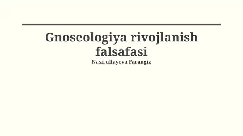 Gnoseologiya rivojlanish falsafasi