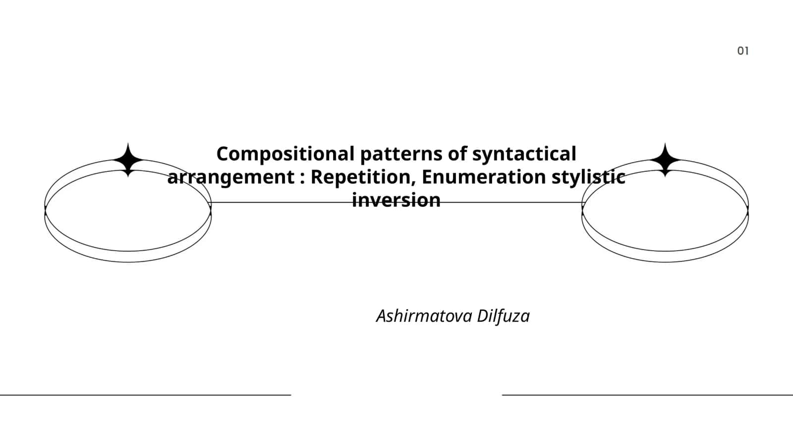 Compositional patterns of syntactical arrangement: Repetition, Enumeration stylistic inversion