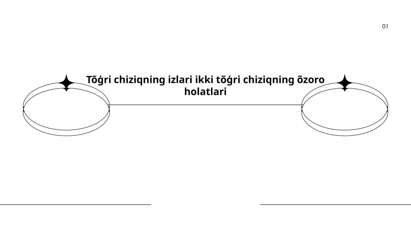 Tõģri chiziqning izlari ikki tõģri chiziqning õzoro holatlari