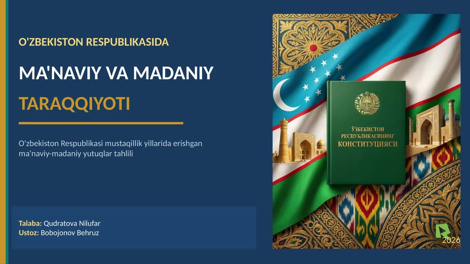 Ma'naviy va Madaniy Taraqqiyoti