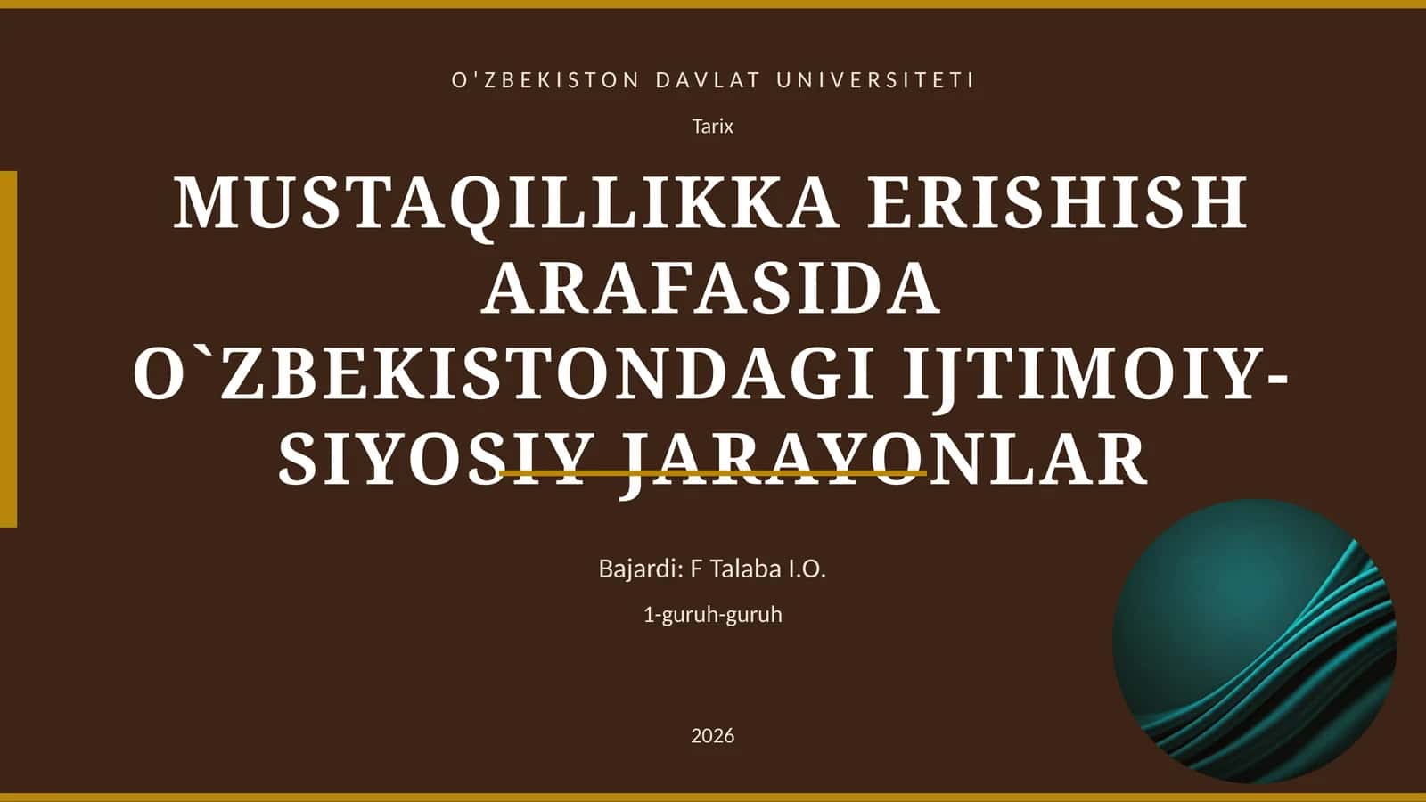 MUSTAQILLIKKA ERISHISH ARAFASIDA O`ZBEKISTONDAGI IJTIMOIY-SIYOSIY JARAYONLAR