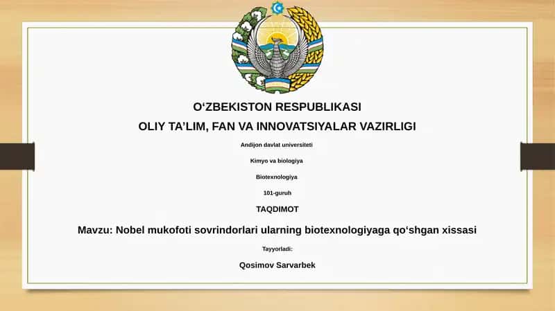 Nobel mukofoti sovrindorlari ularning biotexnologiyaga qoʻshgan xissasi