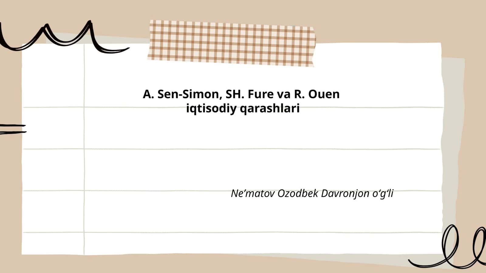 A. Sen-Simon, SH. Fure va R. Ouen iqtisodiy qarashlari