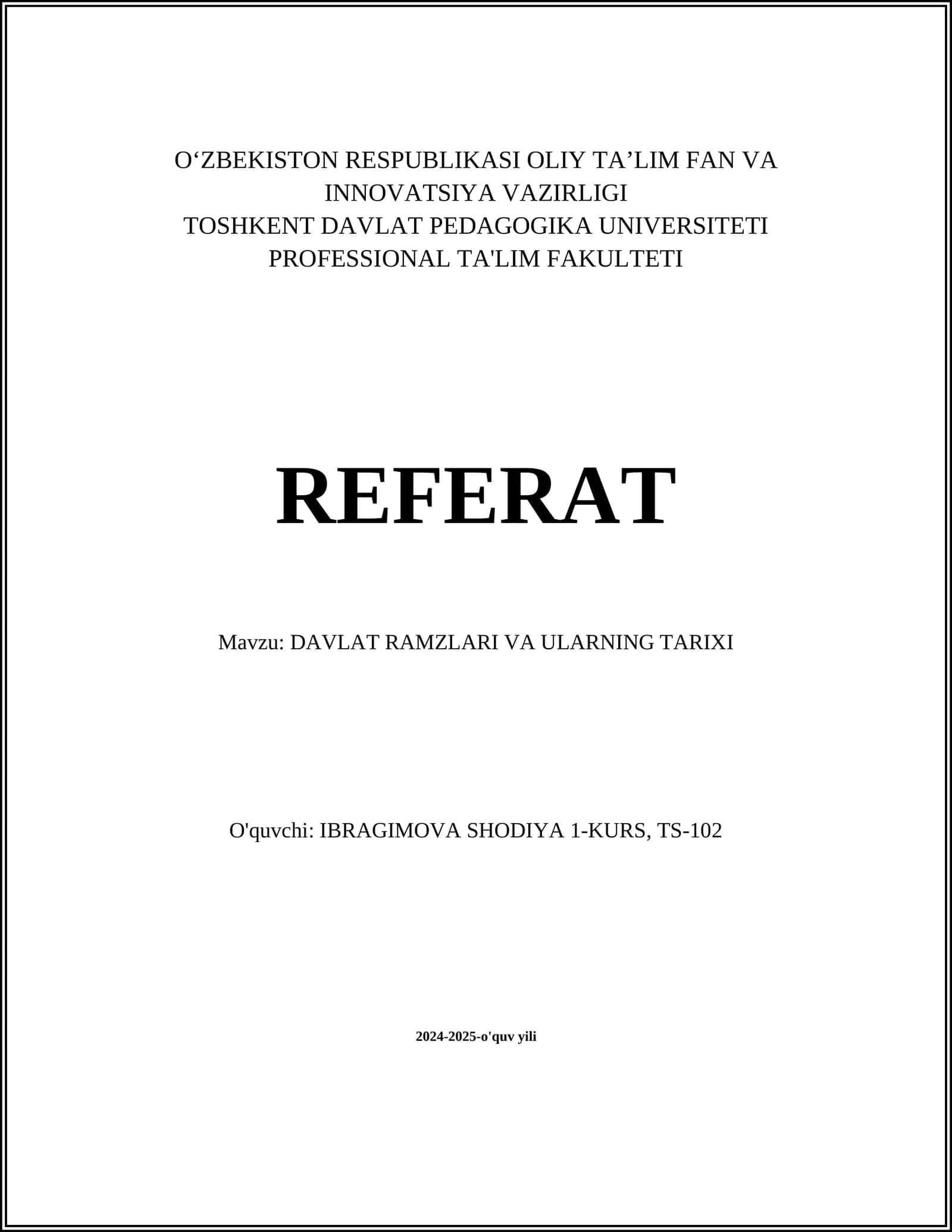 DAVLAT RAMZLARI VA ULARNING TARIXI
