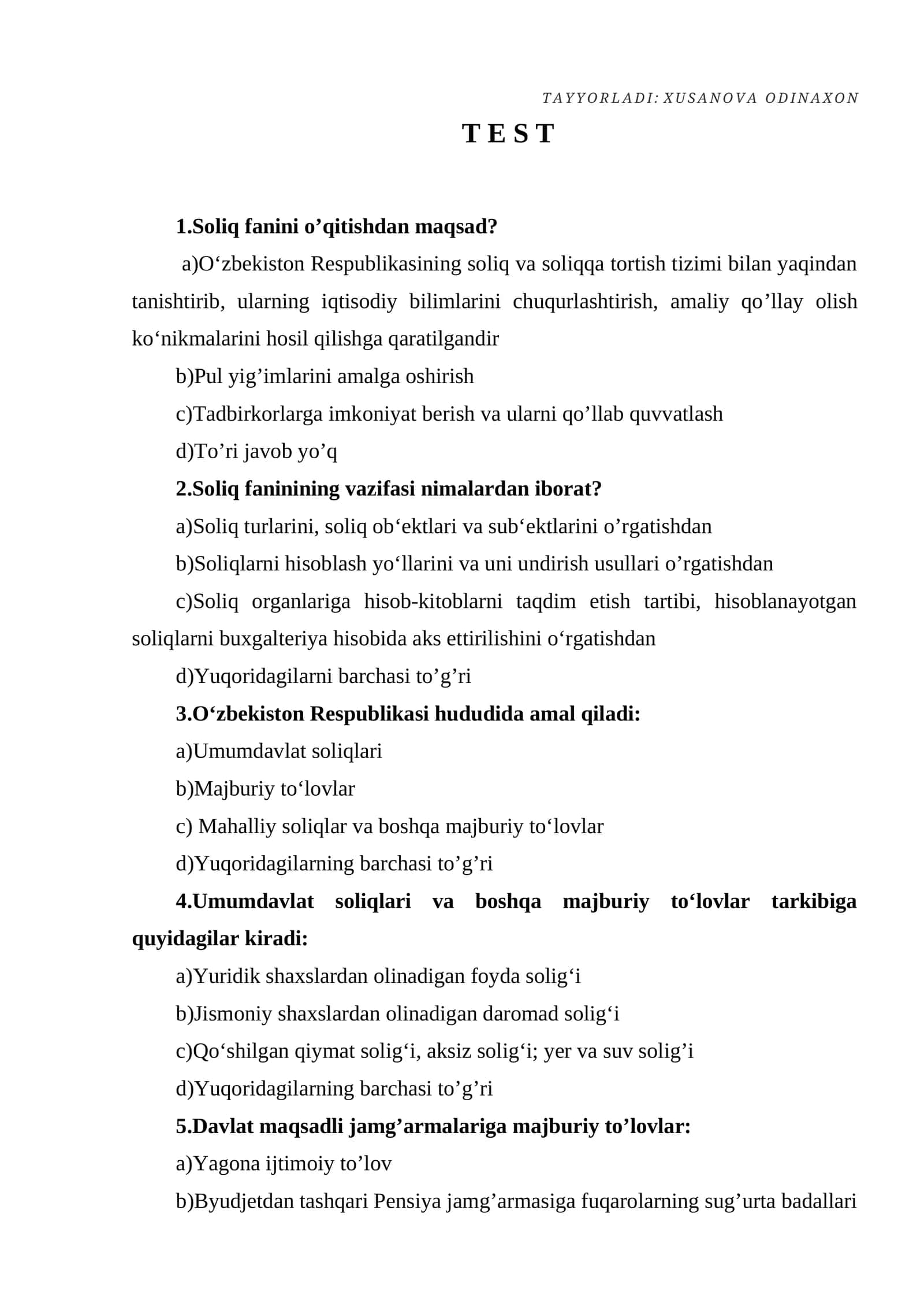 Soliq fanlari