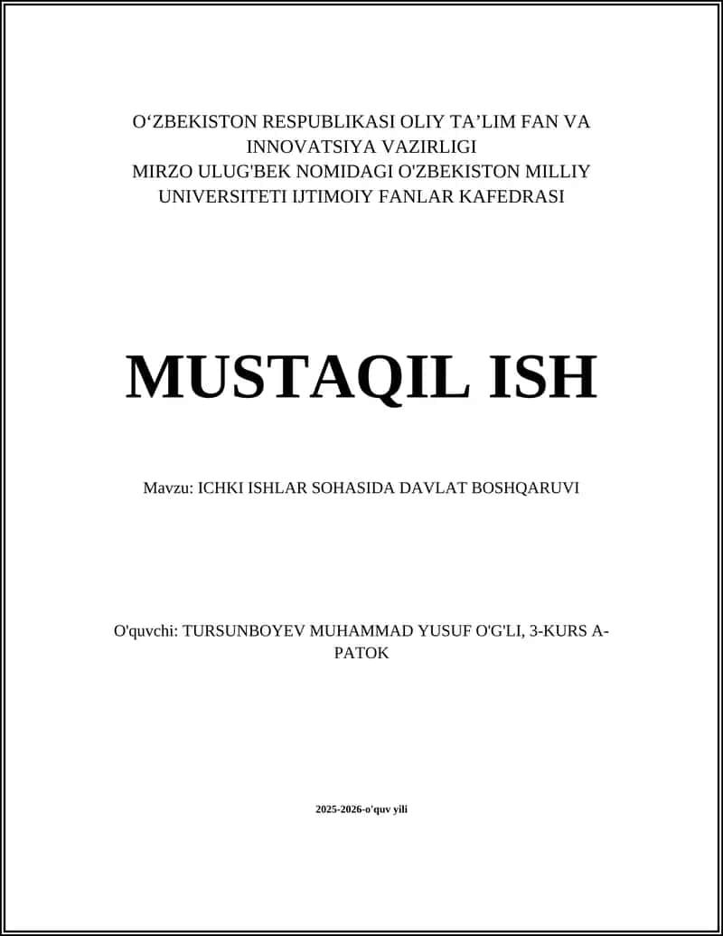 Ichki ishlar sohasida davlat boshqaruv