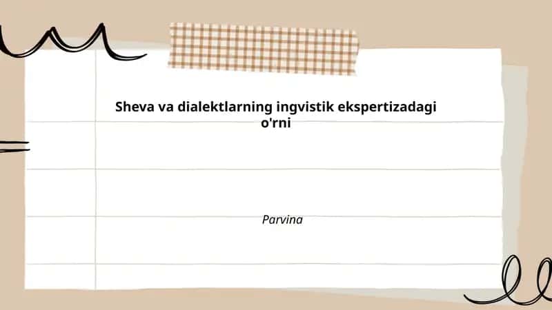 Sheva va dialektlarning ingvistik ekspertizadagi o'rni