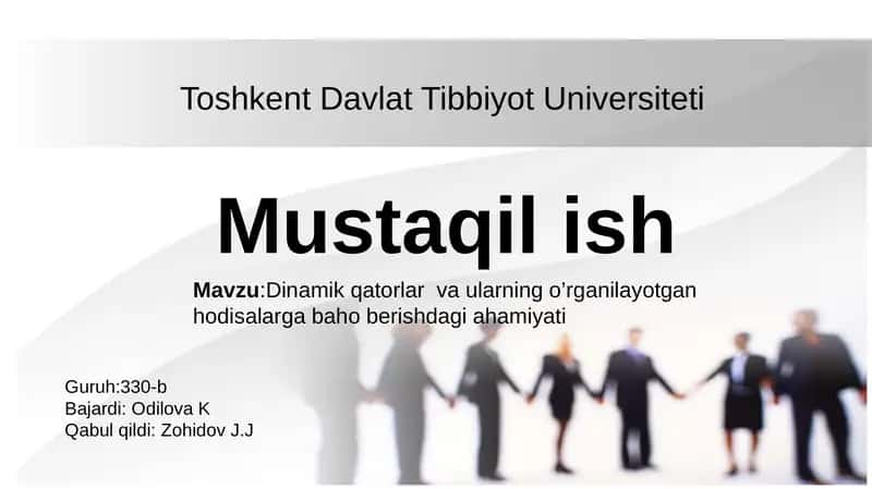 dinamik qatorlar va ularning o'rganishning zamonaviy usullari