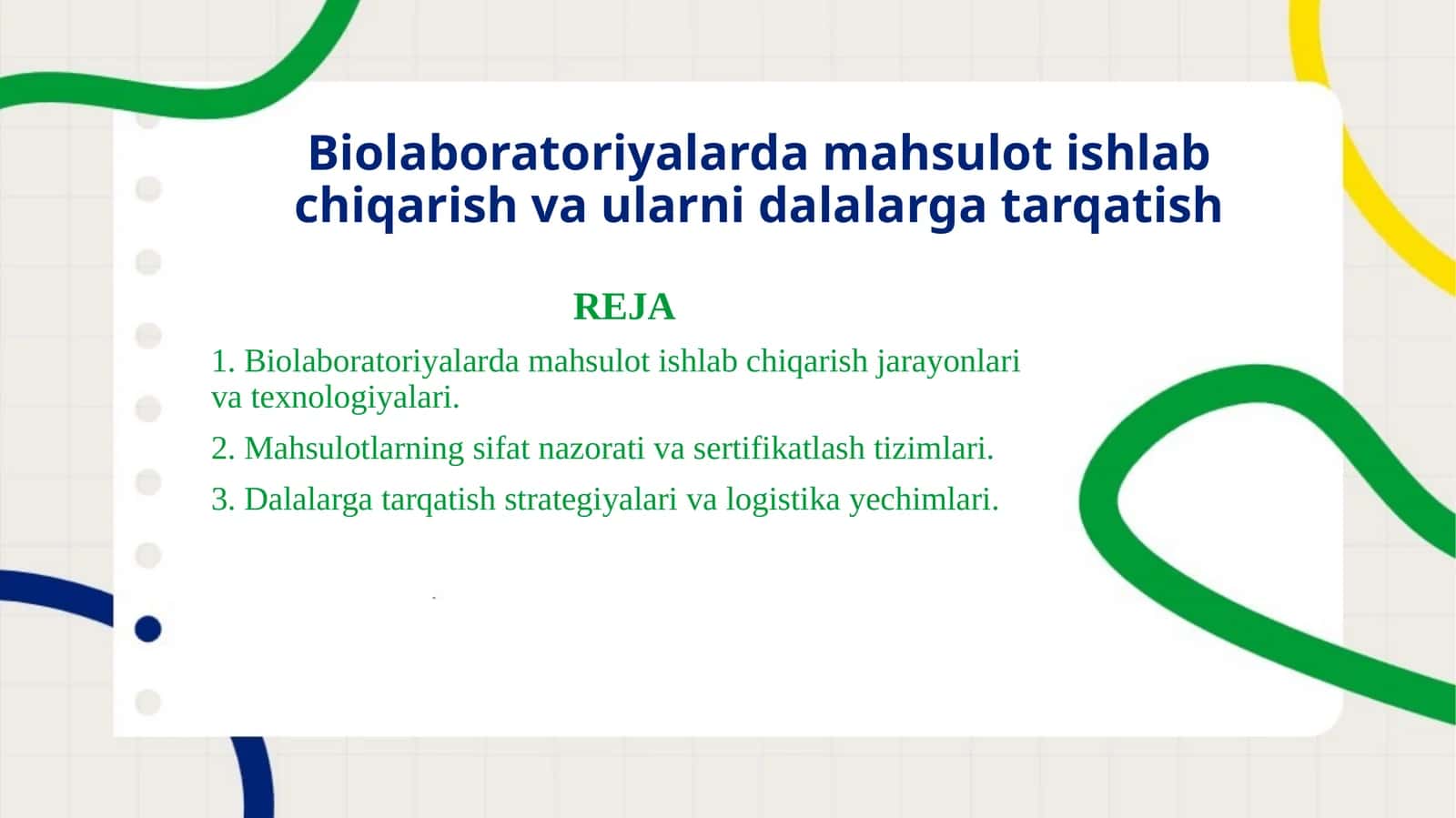 Biolaboratoriyalarda mahsulot ishlab chiqarish va ularni dalalarga tarqatish