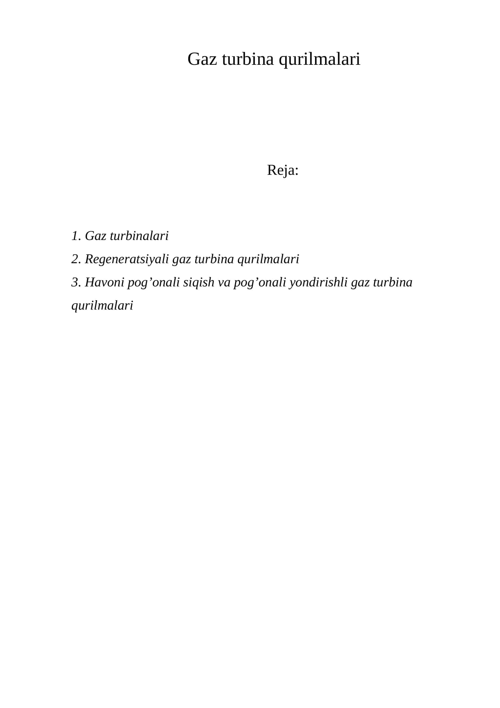 Gaz turbina qurilmalari
