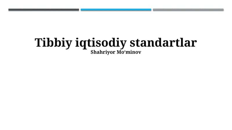 Tibbiy iqtisodiy standartlar