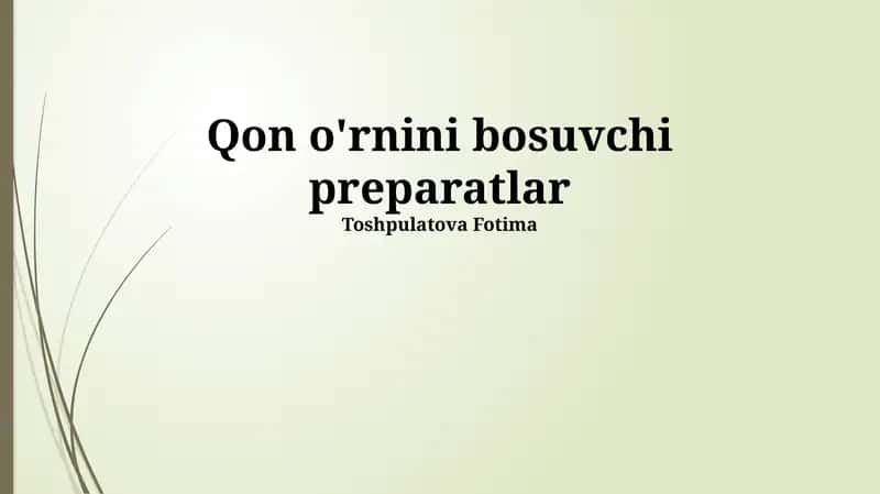 Qon O'rnini Bosadigan Vositalar