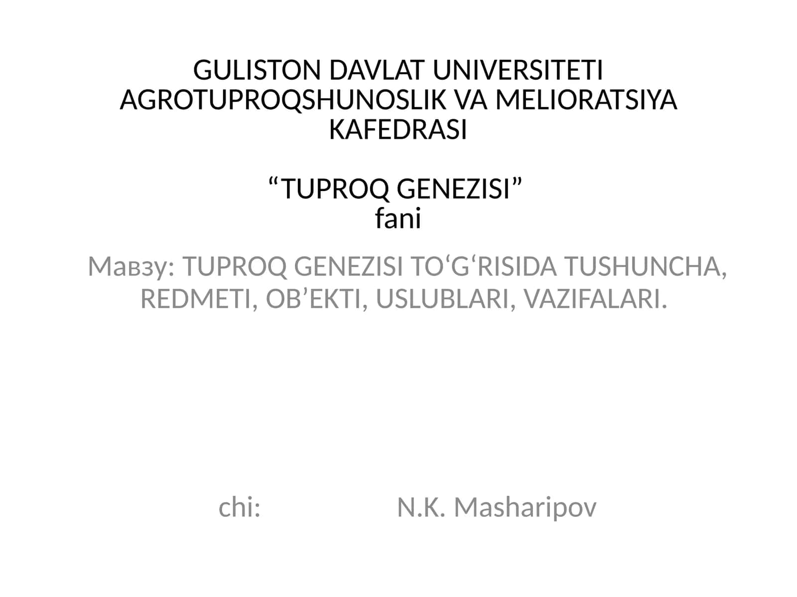 TUPROQ GENEZISI