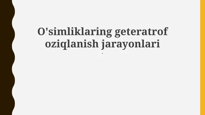 O'simliklarning Geteratrof Oziqlanishi