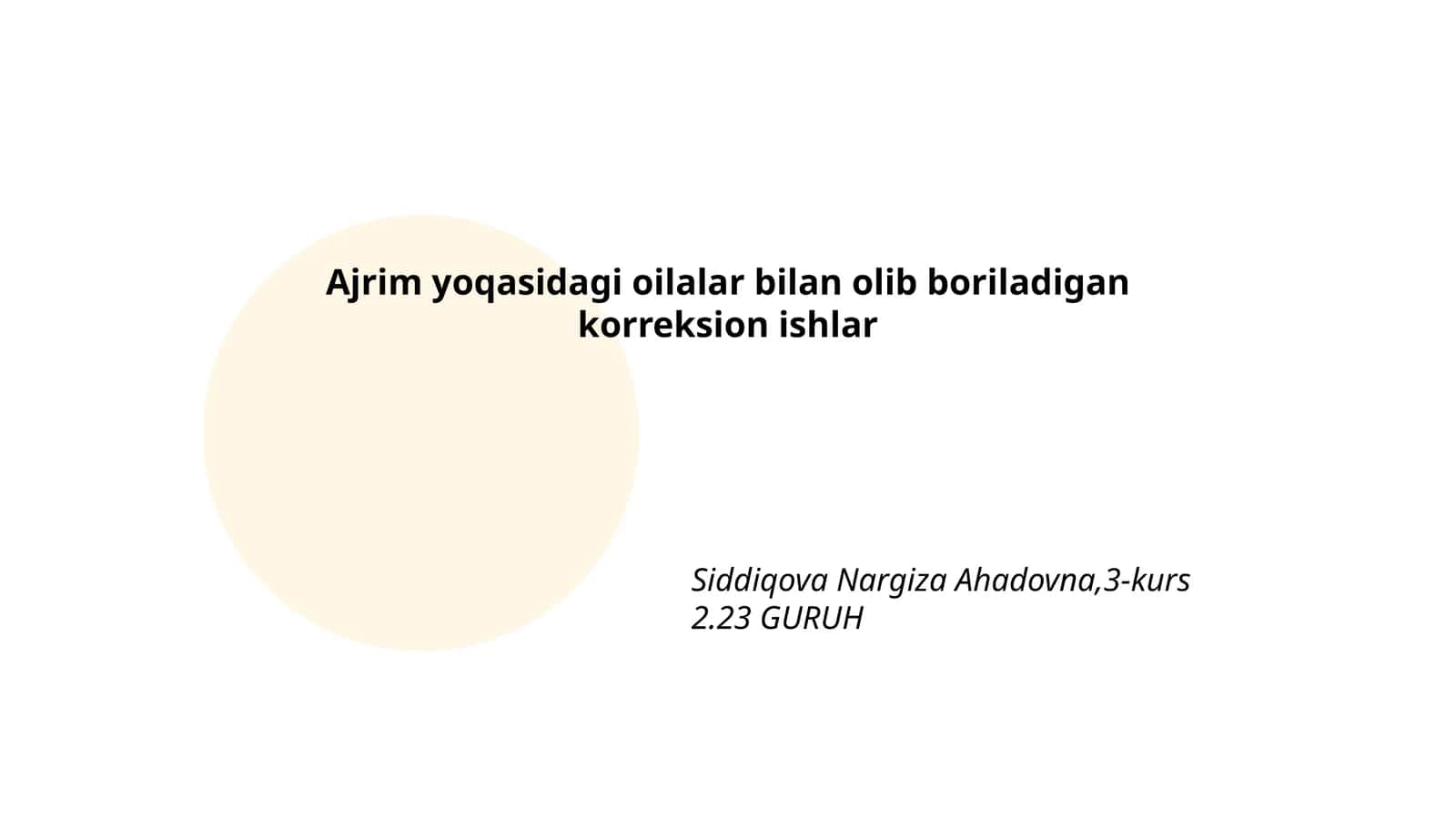 Ajrim yoqasidagi oilalar bilan olib boriladigan korreksion ishlar