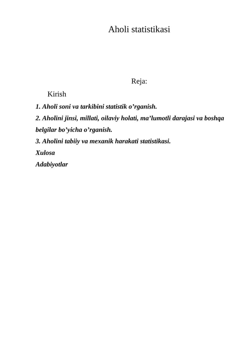 Aholi statistikasi