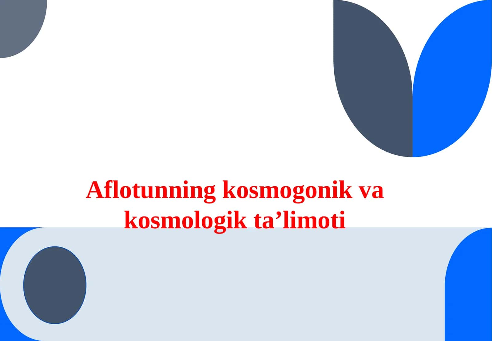 Aflotunning kosmogonik va kosmologik ta’limoti