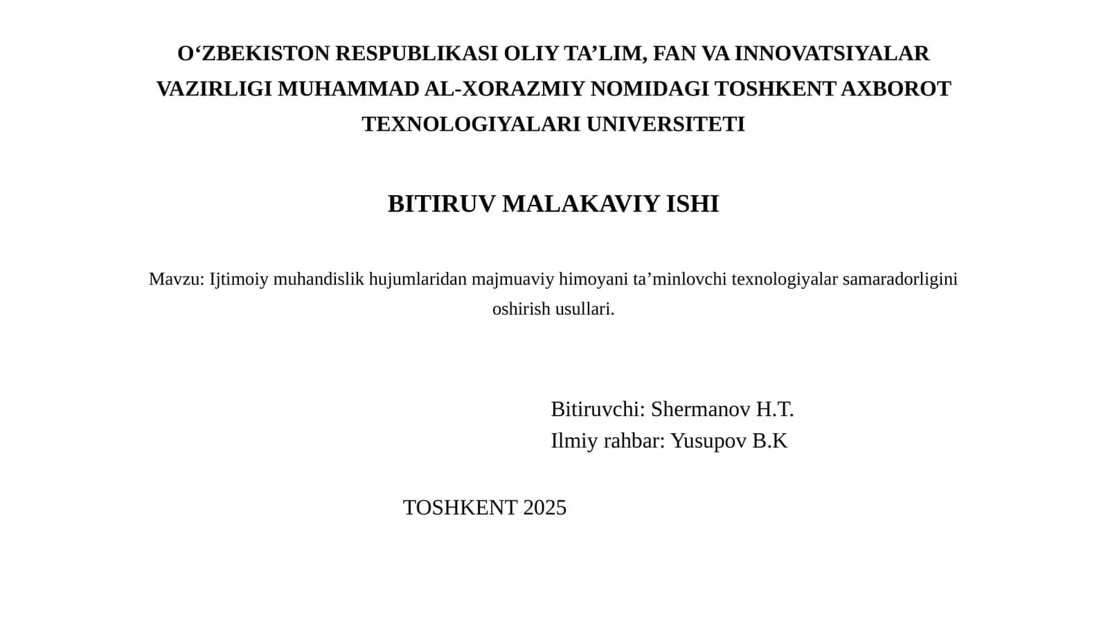 Ijtimoiy muhandislik hujumlaridan majmuaviy himoyani ta’minlovchi texnologiyalar samaradorligini oshirish usullari.