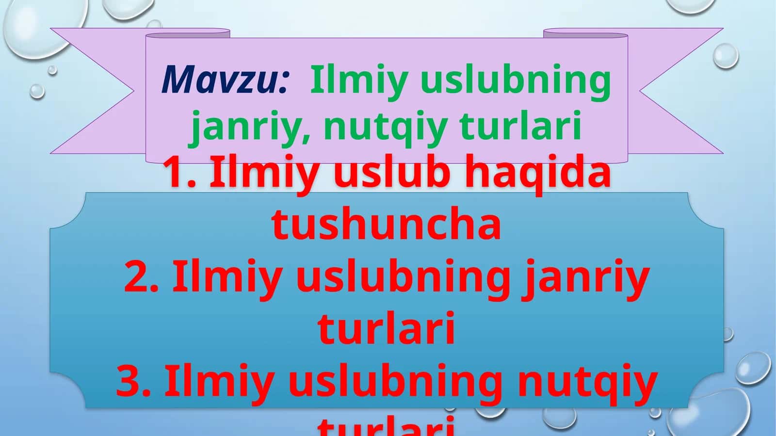 Ilmiy uslubning janriy, nutqiy turlari
