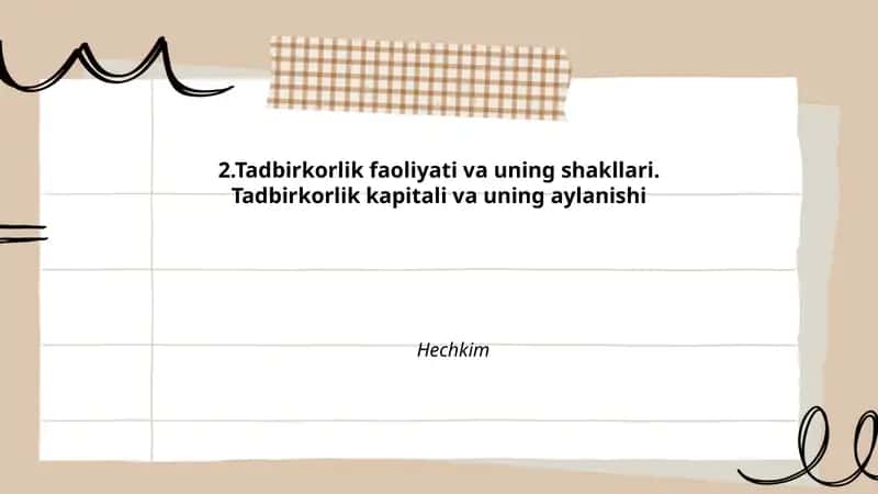 Tadbirkorlik faoliyati va uning shakllari