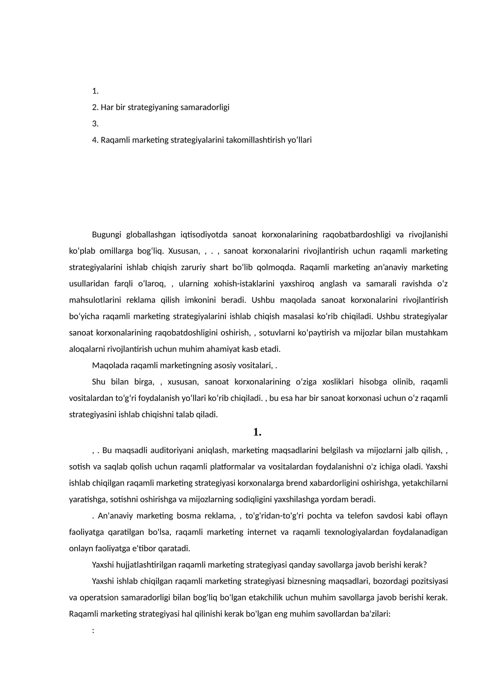 Raqamli marketing strategiyalari