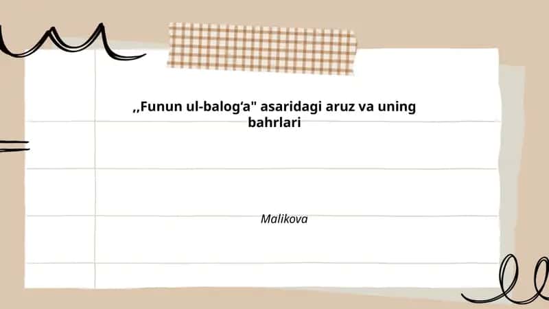 Funun ul-balog‘a Asaridagi Aruz va uning Bahrlari