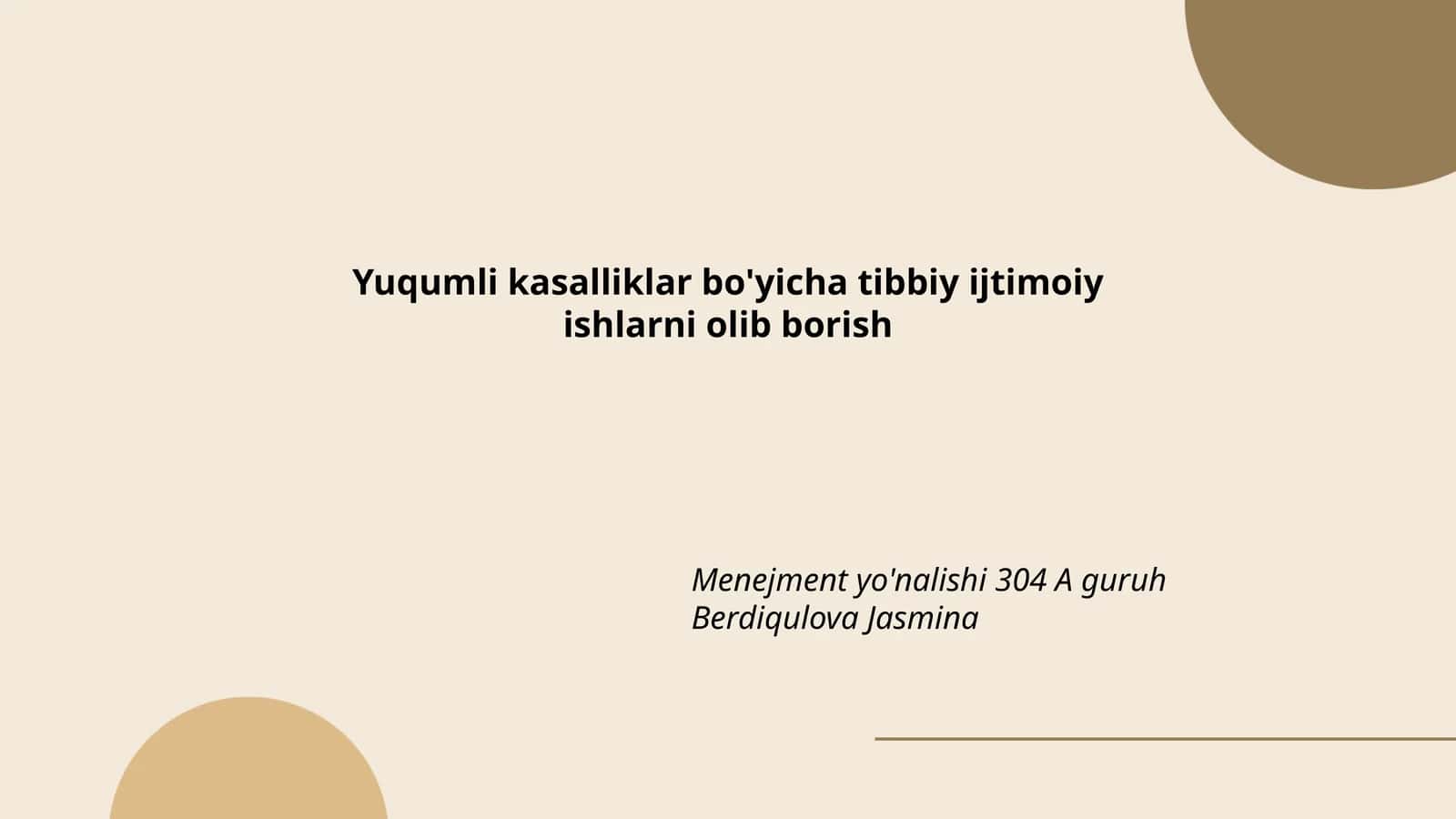 Yuqumli kasalliklar bo'yicha tibbiy ijtimoiy ishlarni olib borish
