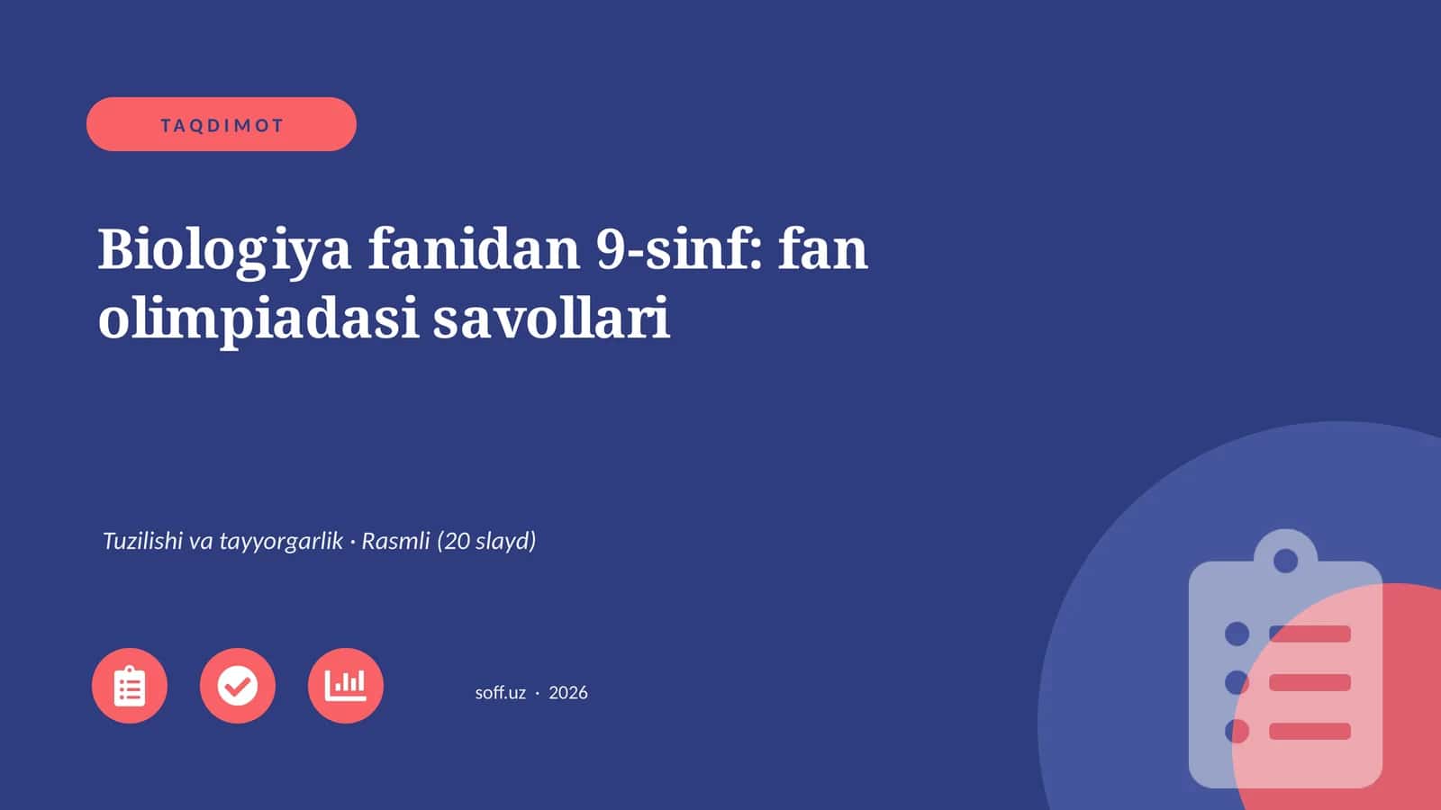 Biologiya fanidan 9-sinf: fan olimpiadasi savollari