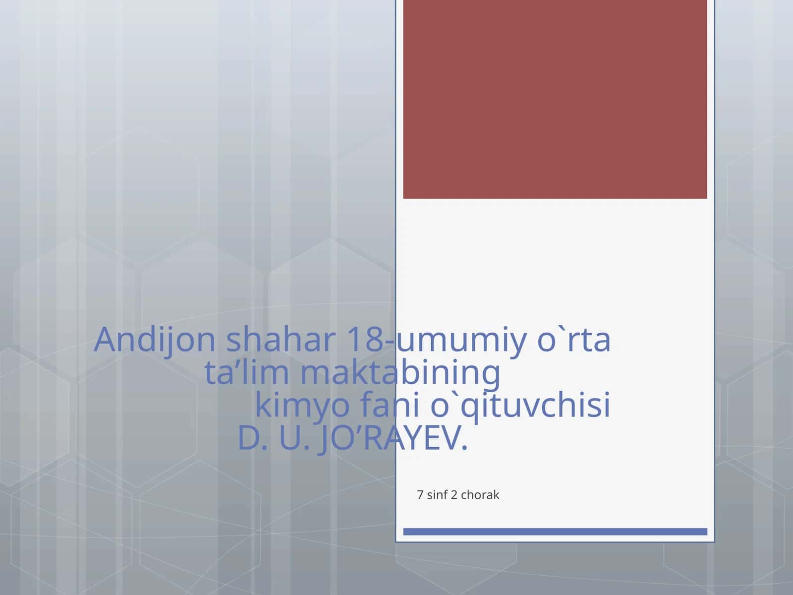KIMYO Fanidan Savollar va Javoblar