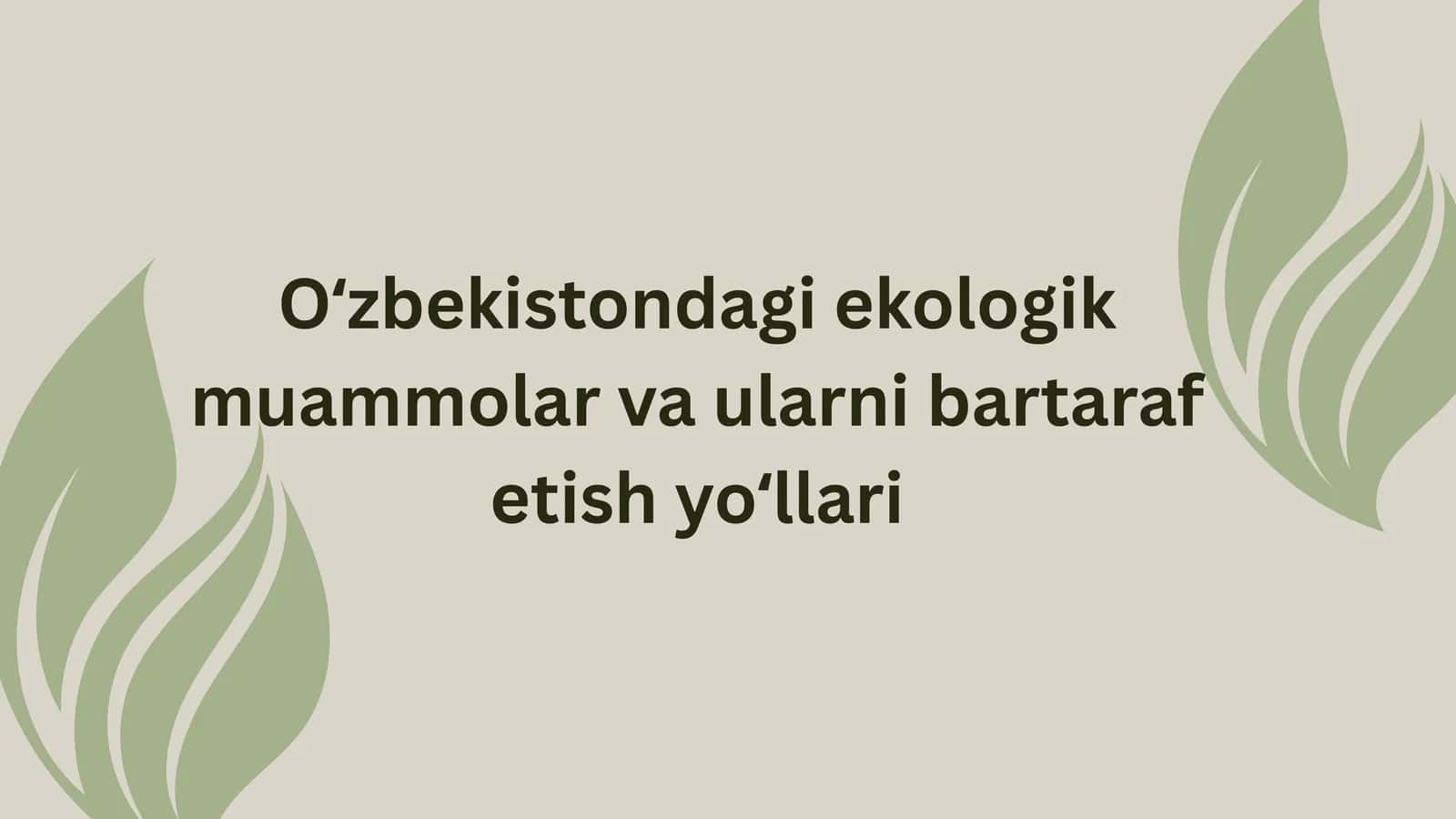 Oʻzbekistondagi ekologik muammolar va ularni bartaraf etish yoʻllari