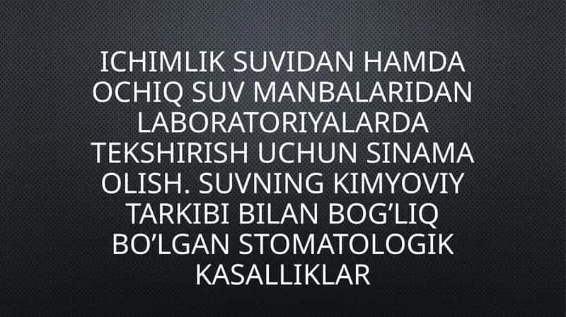 Suvni laboratoriyada tekshirish