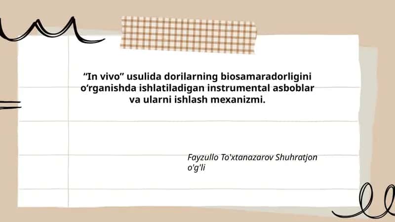 Dorilarning biosamaradorligini o‘rganishda ishlatiladigan instrumental asboblar va ularni ishlash mexanizmi