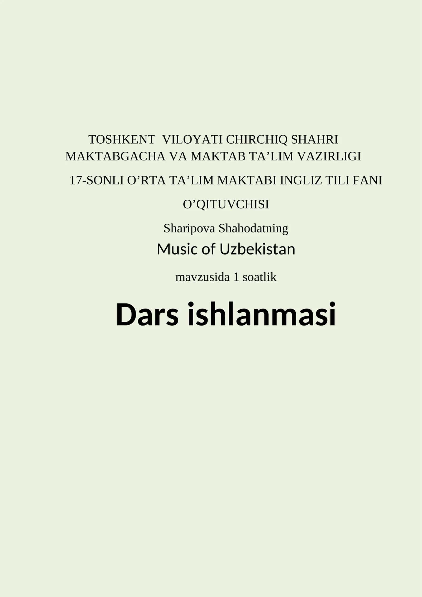 Music of Uzbekistan