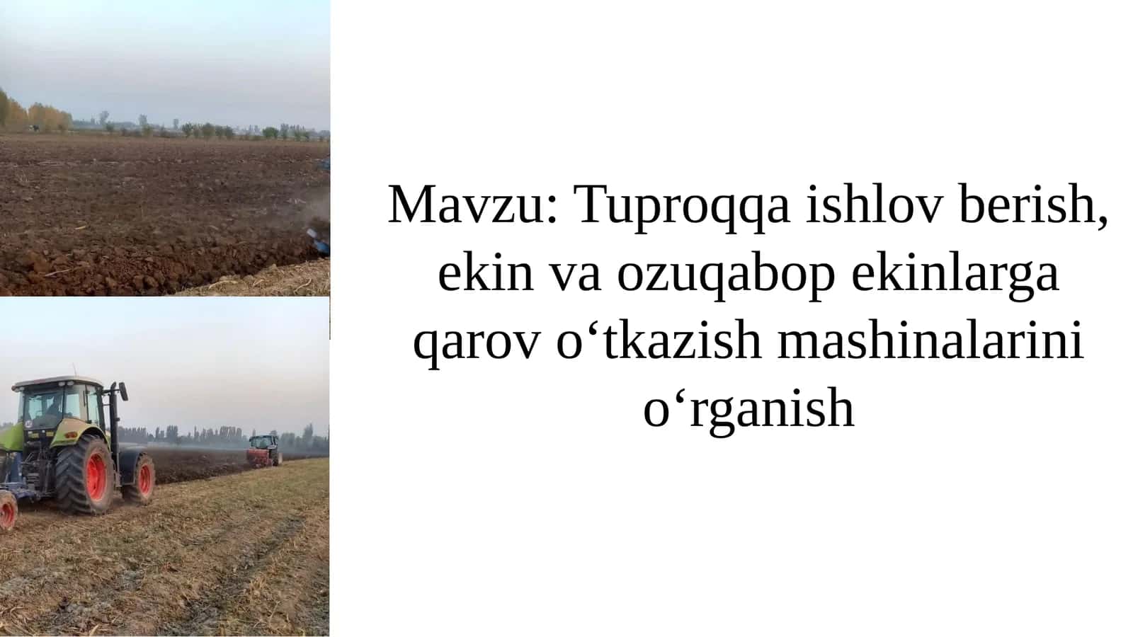 Tuproqqa ishlov berish va ekin qarov oʻtkazish mashinalari
