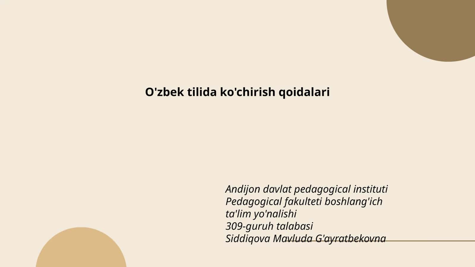 O'zbek tilida ko'chirish qoidalari