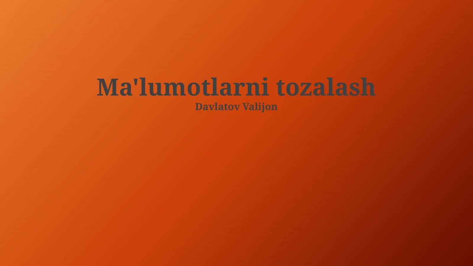 Ma'lumotlarni tozalash