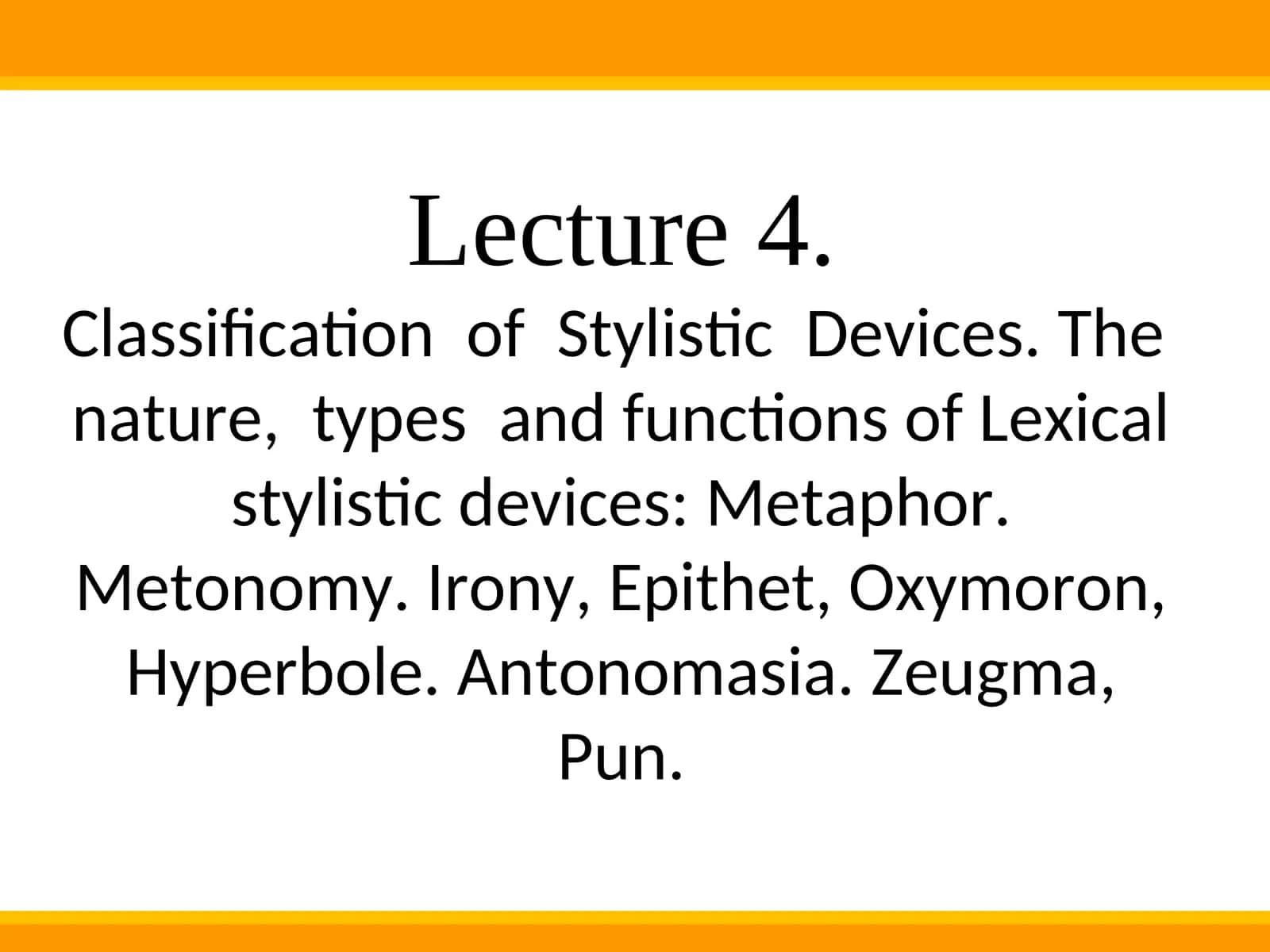 Classification of Stylistic Devices