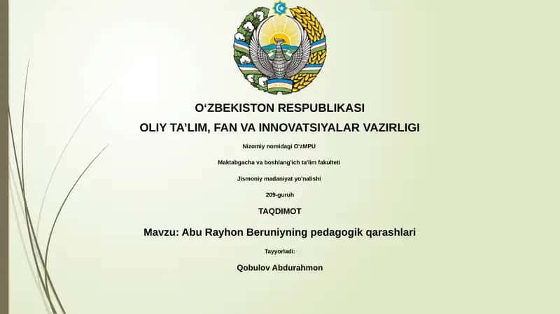 Abu Rayhon Beruniyning pedagogik qarashlari