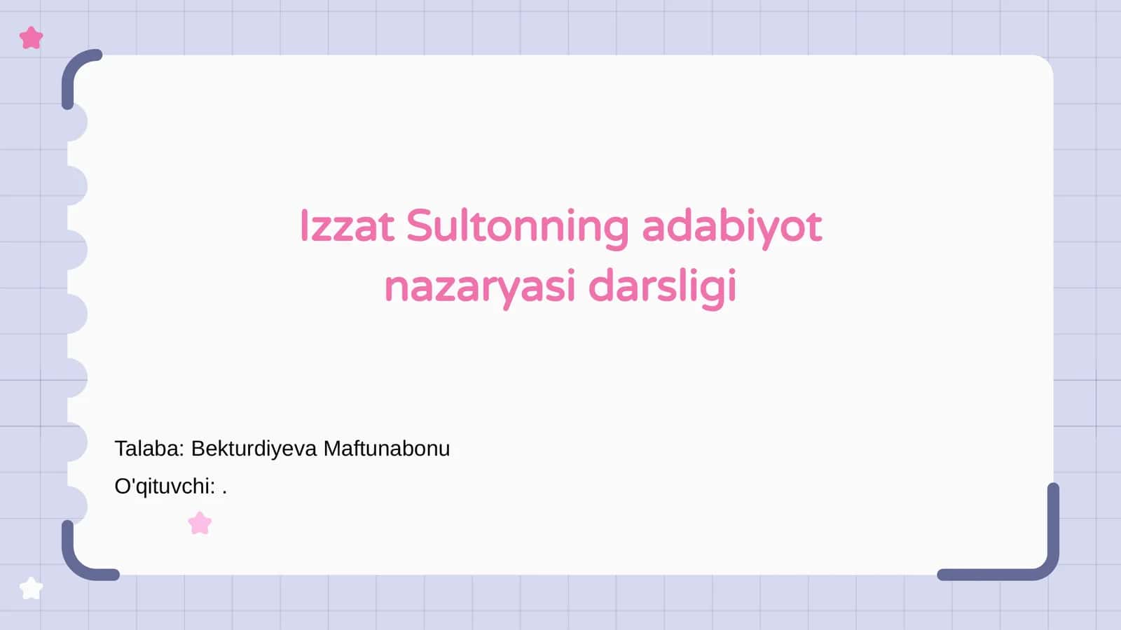 Izzat Sultonning adabiyot nazaryasi darsligi