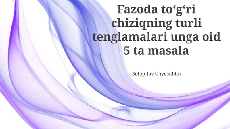 To'g'ri chiziqning segment tenglamasi