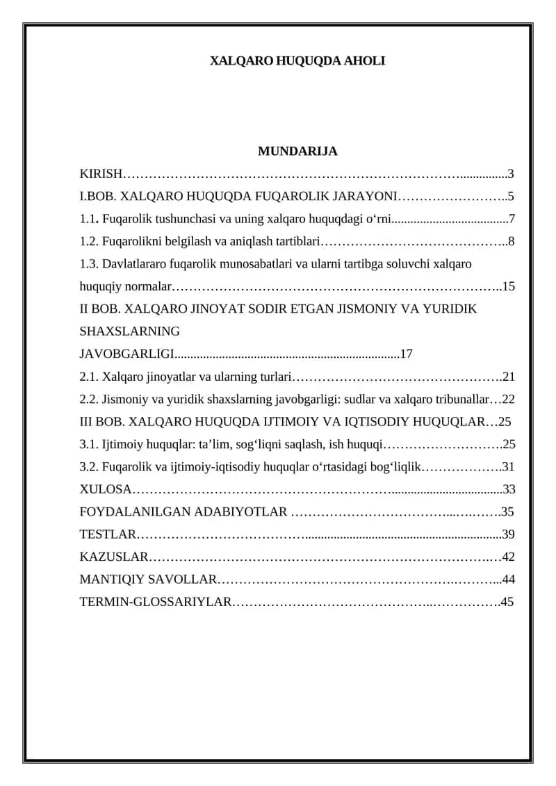 XALQARO HUQUQDA AHOLI
