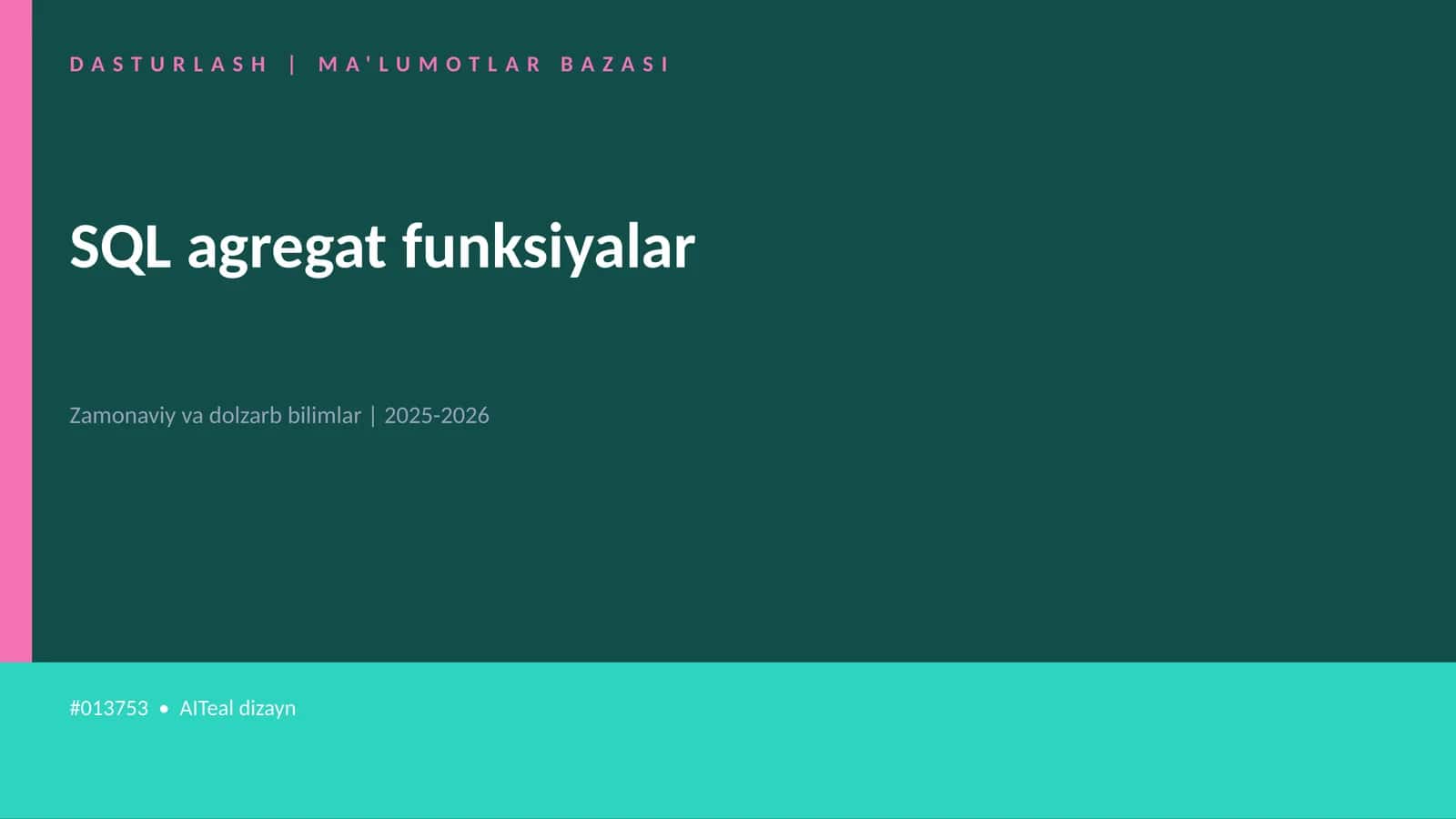 SQL agregat funksiyalar