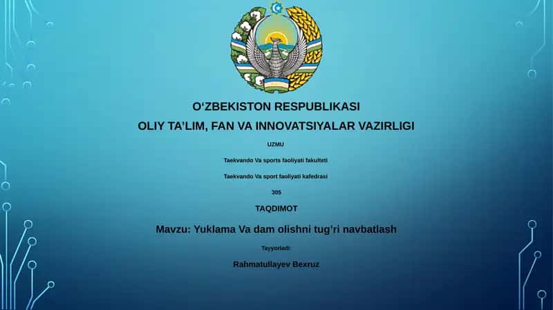 Yuklama Va dam olishni tug’ri navbatlash