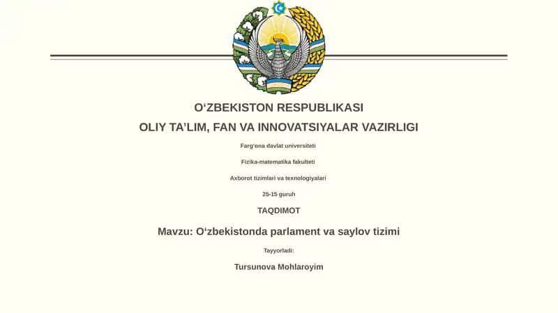 Oʻzbekistonda parlament va saylov tizimi