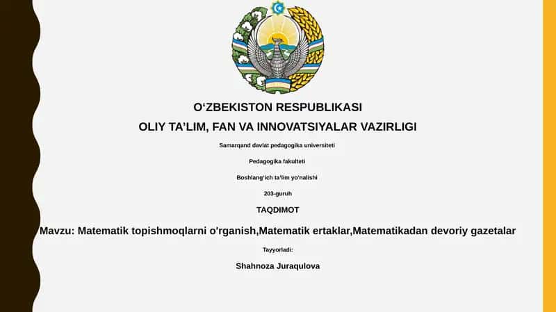 Matematik Jumboqlar, Ertaklar va Devoriy Gazetalar