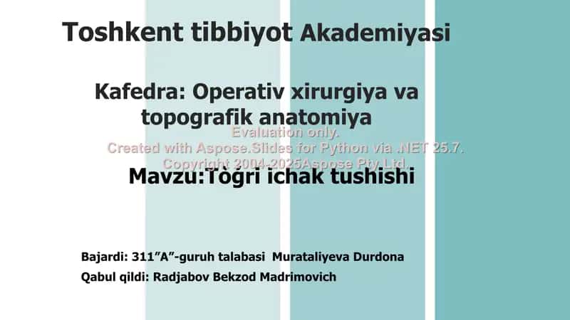 To’g’ri ichak tushishi va operatsiyalar