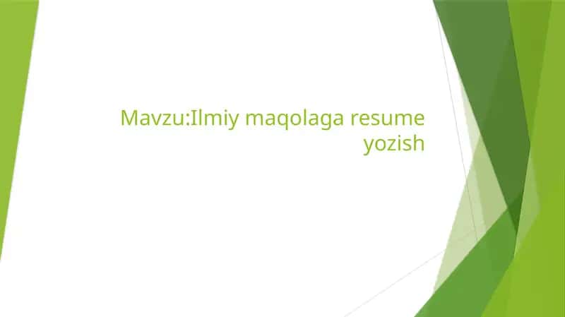 ilmiy maqolaga resume yozish