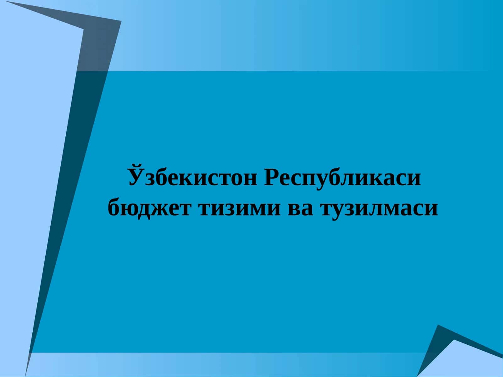 Ўзбекистон Республикаси бюджет тизими ва тузилмаси