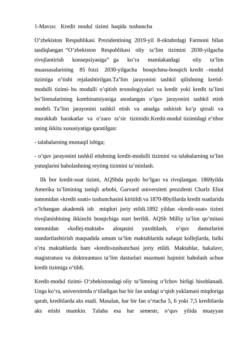 Kredit modul tizimi