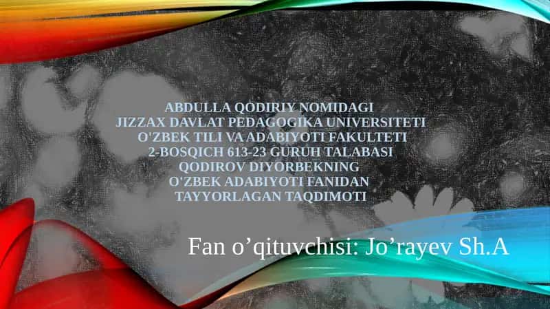 Jizzax davlat pedagogika universiteti O'zbek tili va adabiyoti fakulteti